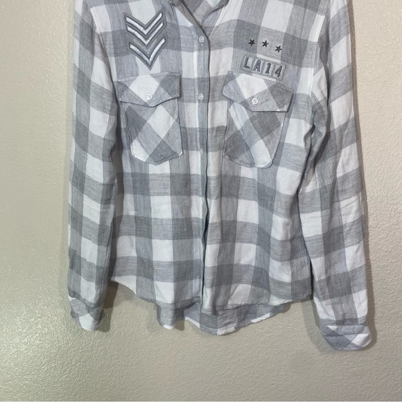 Rails Pepper Military Plaid Shirt Size XS Rayon Button Down Flannel Top - Picture 3 of 9